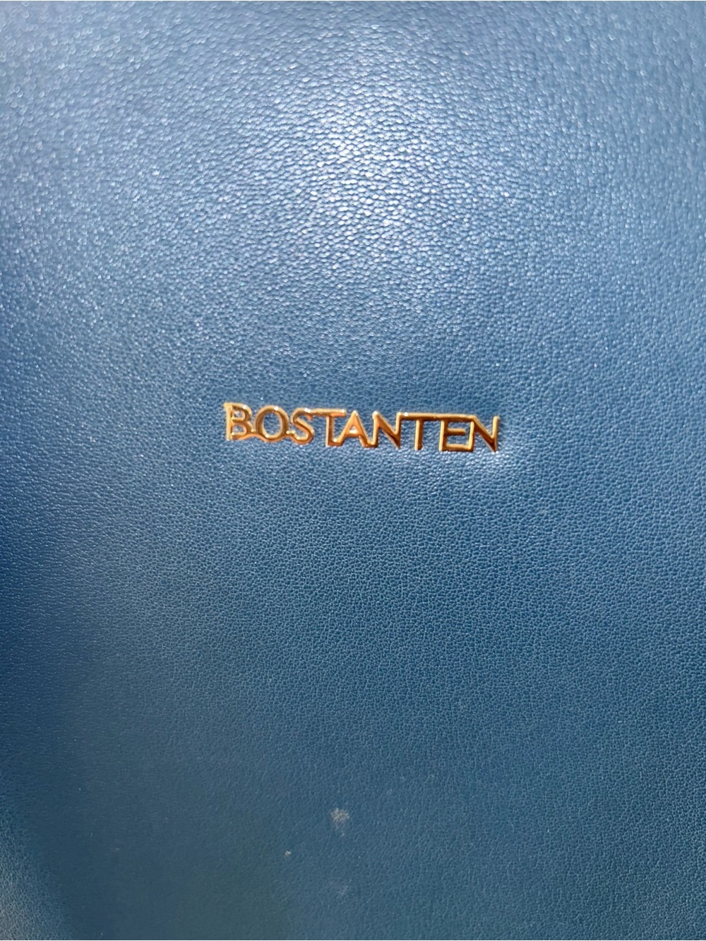 Bostanten Leather Laptop Tote Bag in Navy with Black Handles and Tan Trim/lining - Picture 2 of 15